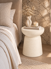 Stone Side Table كريمي بجانب السرير