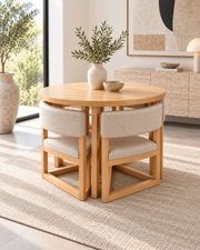 Tomin round four-seater dining set in daylight