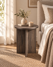Vora Side Table beside bed